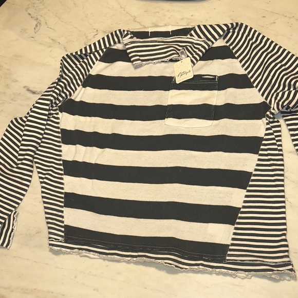 NWT Free People Striped Long Sleeve shirt size Small - Picture 2 of 8